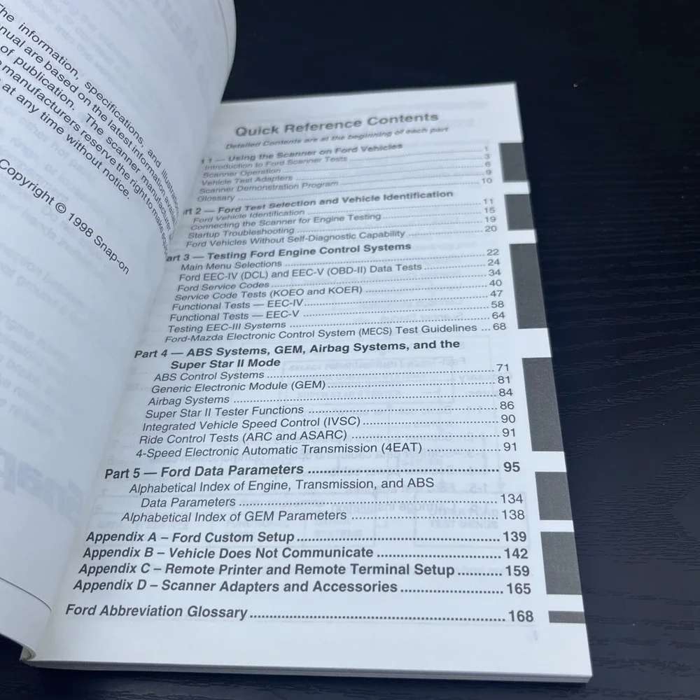 Snap-On‎ Diagnostics Scanner Tool Ford Reference Manual Ninth Edition
